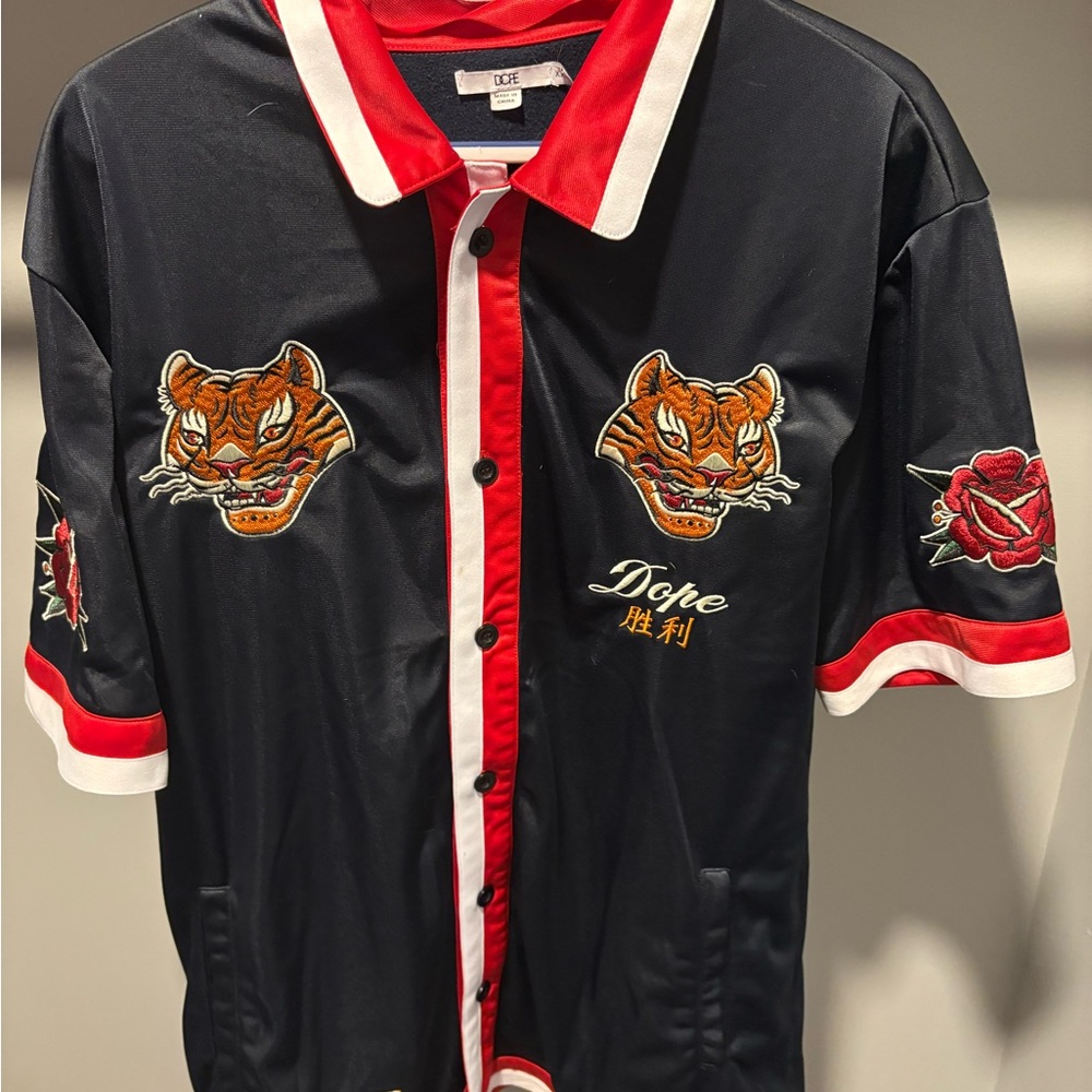DOPE Black Shirt with Red Embroidery